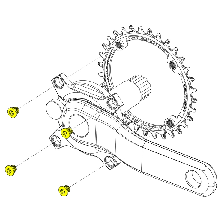 Carbon-Ti X-Fix Chainring Bolts for X-Ring Evo - silver