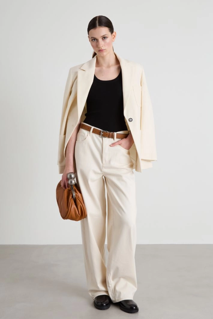Cotton and wool blazer - IVORY
