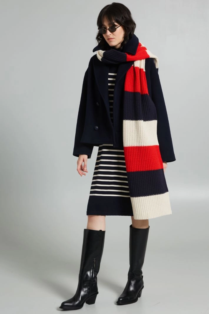 Double-breasted pea coat in pure wool - NIGHT BLUE