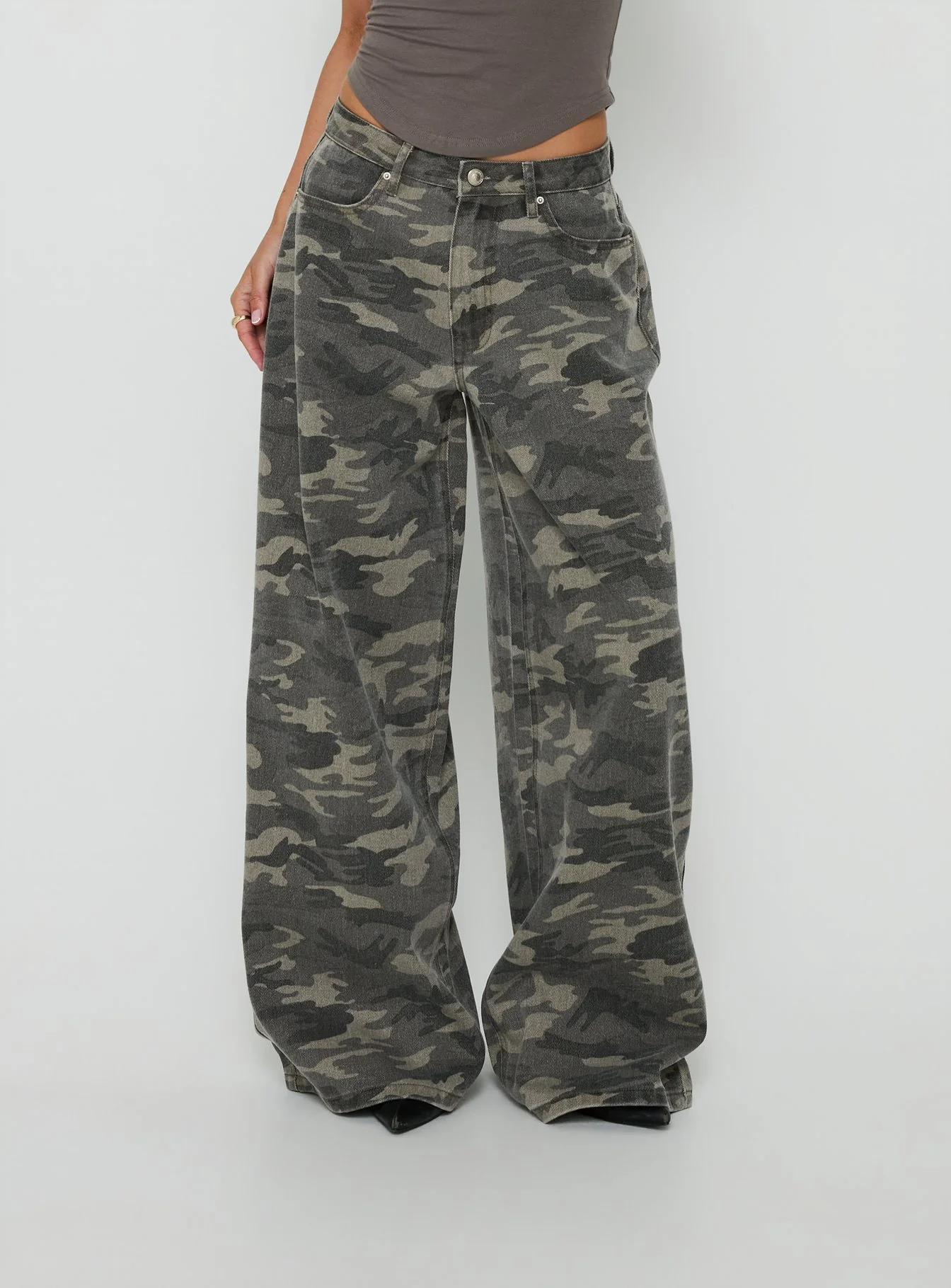 Naylor Mid Rise Wide Leg Jeans Camo