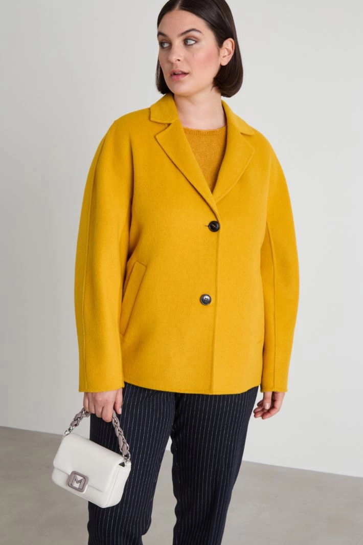 Double-faced wool pea coat - OCHRE