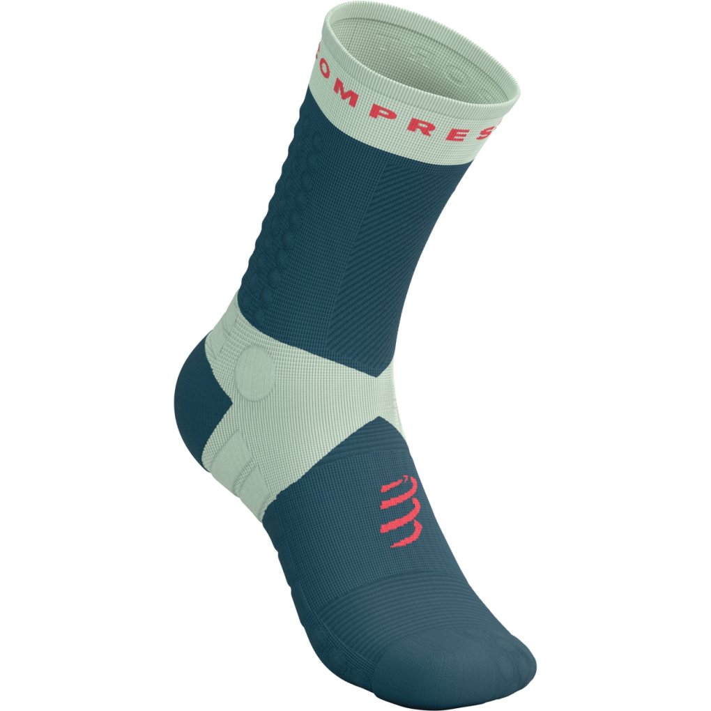 Compressport Ultra Trail Compression Socks v2.0 - stargazer/almost aqua/fluo red