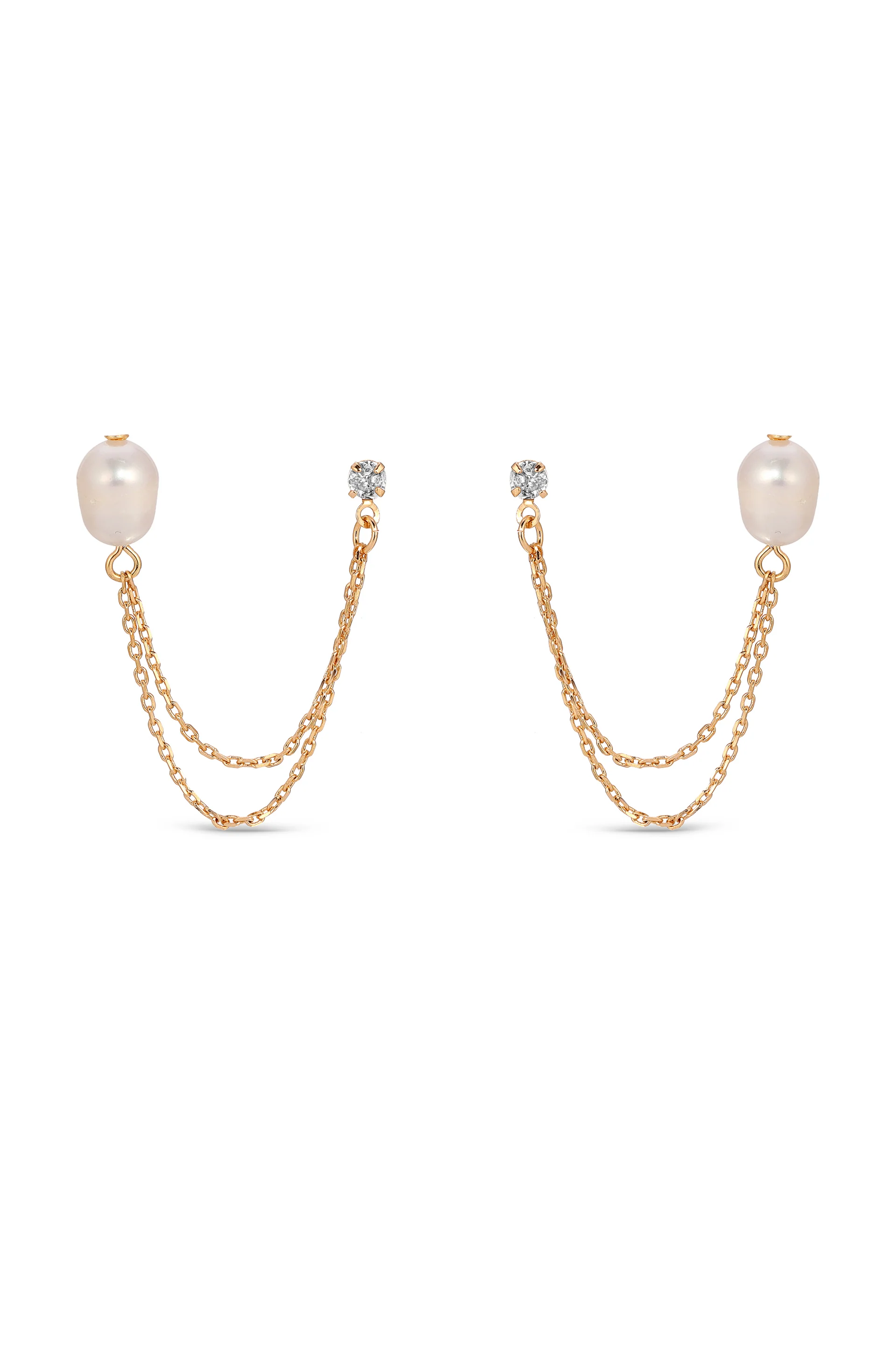 Double Piercing Freshwater Pearl Earring