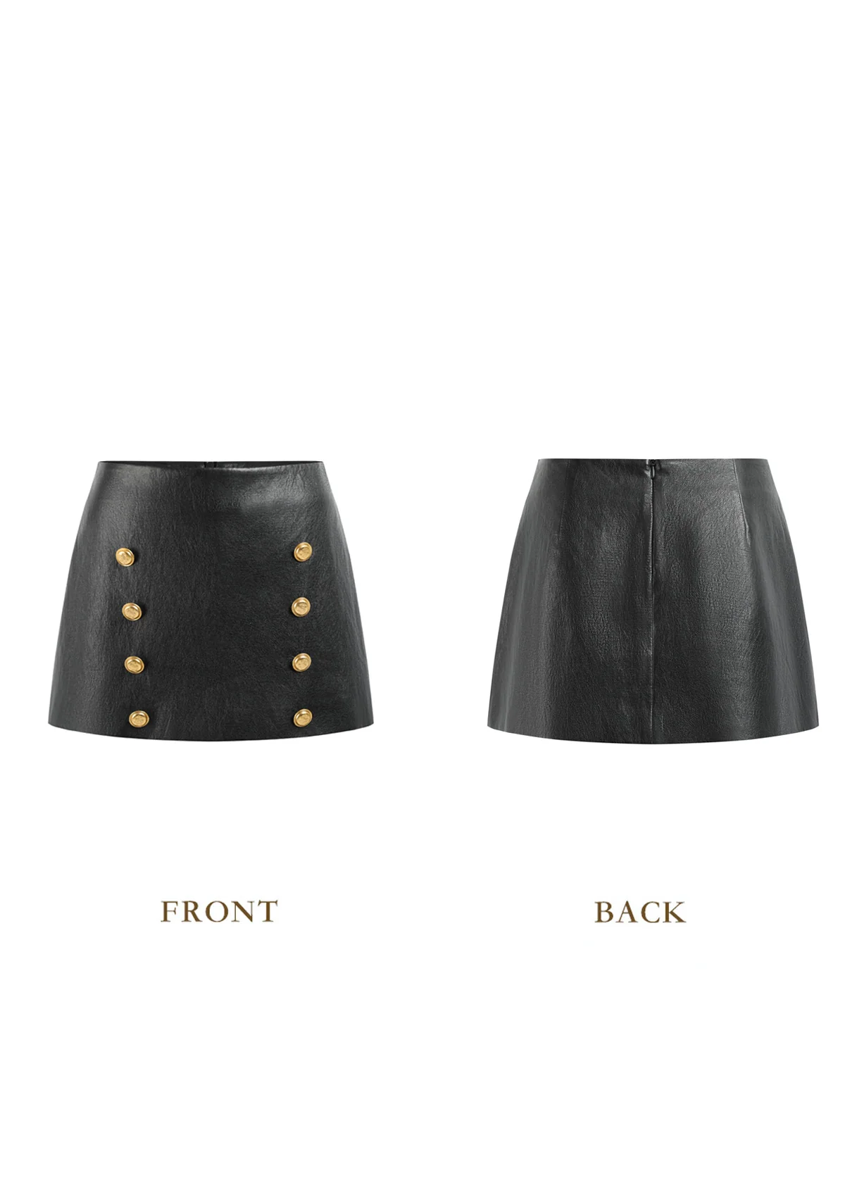 Black Leather Angel A-Line Skirt