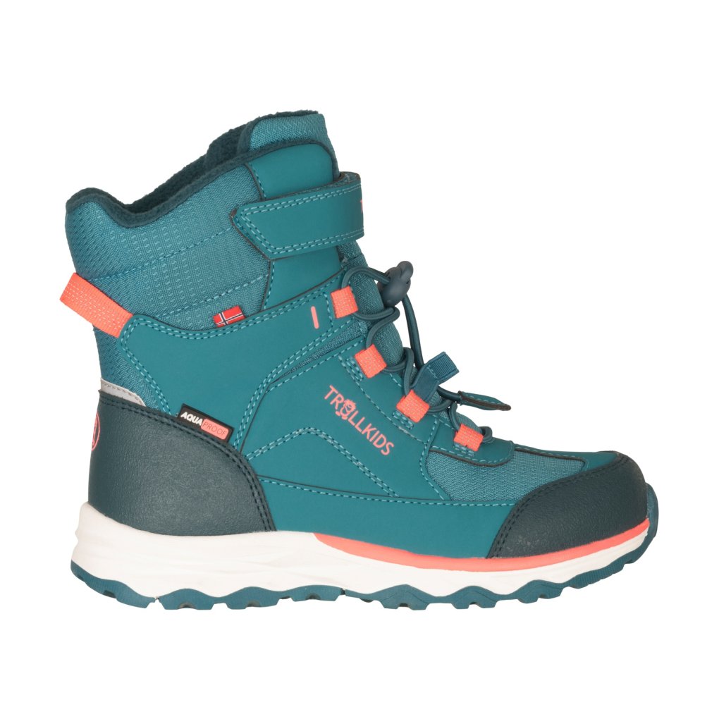 Trollkids Hafjell XT Winter Boots Kids - Dusty Teal/Coral Pink/Midnight Petrol