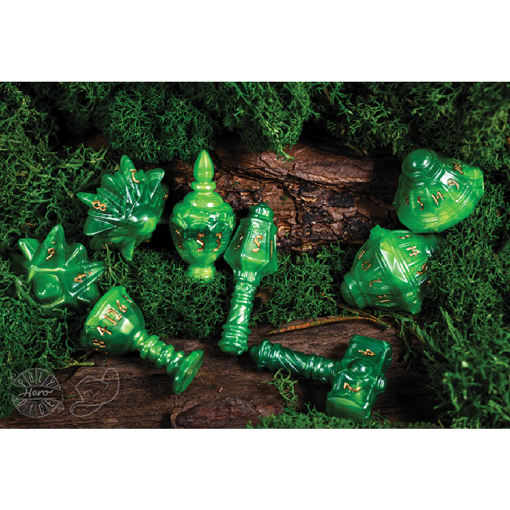 PolyHero Cleric 8 Dice Set Verdant Viridian