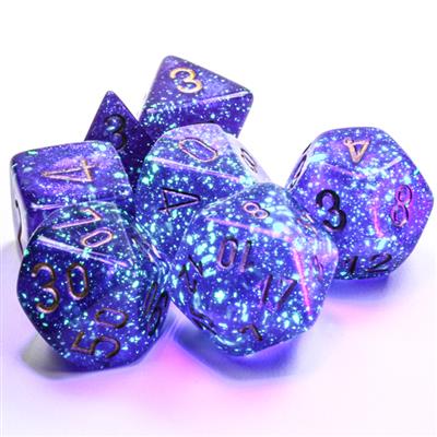 Borealis® Polyhedral Royal Purple/gold Luminary™ 7-Die Set