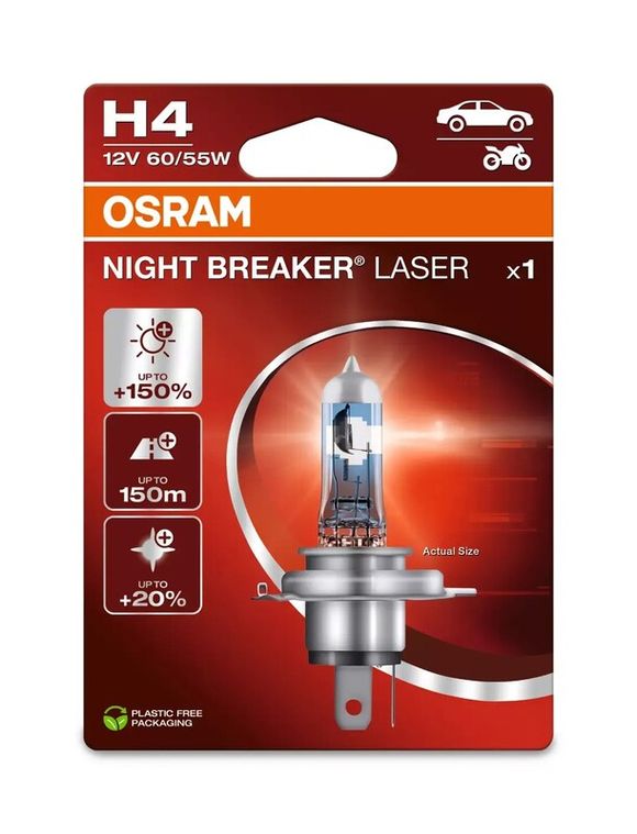 Osram H4 Night Breaker Laser bulb 12V 60/55W P43t-38 - individually UniversalRef: Osrm00058A / 1129531