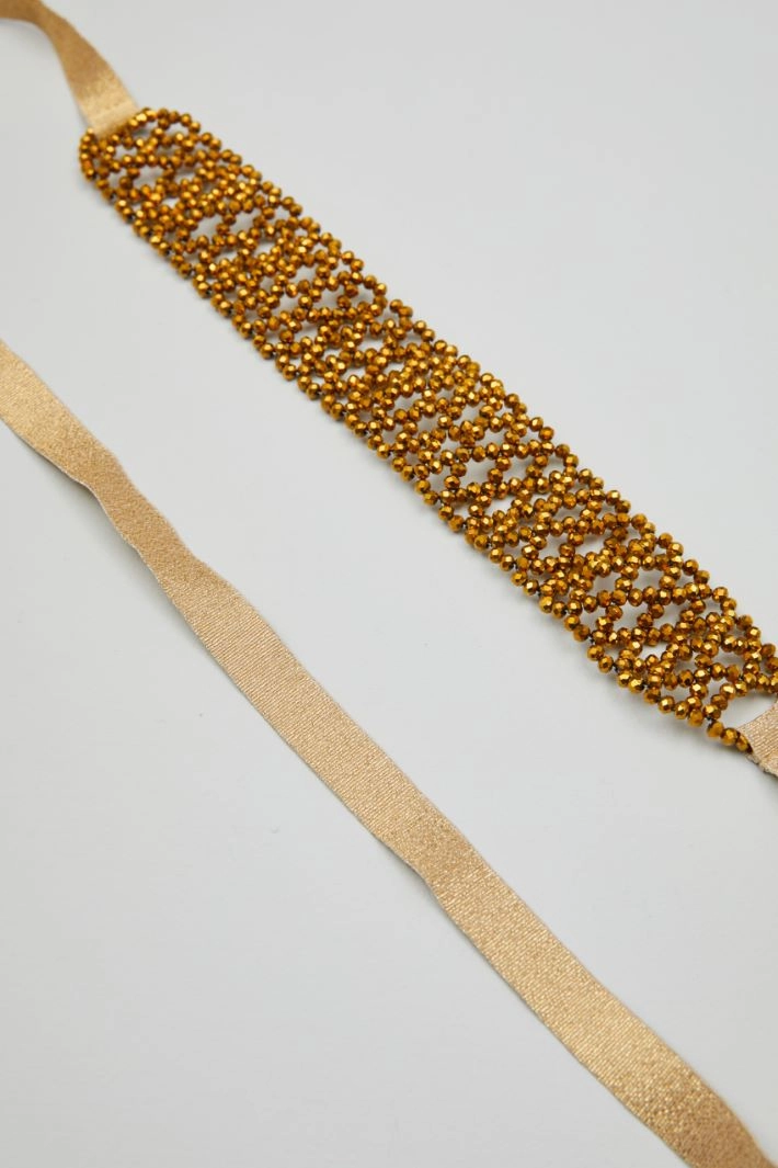 Beaded ribbon choker - GOLD