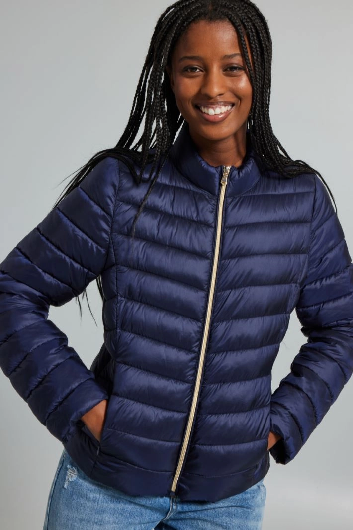 Padded jacket with high collar - NIGHT BLUE