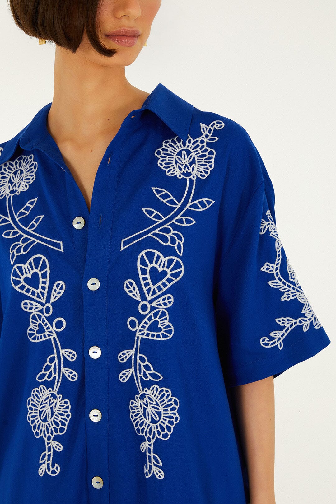 Blue Romantic Embroidered Shirt