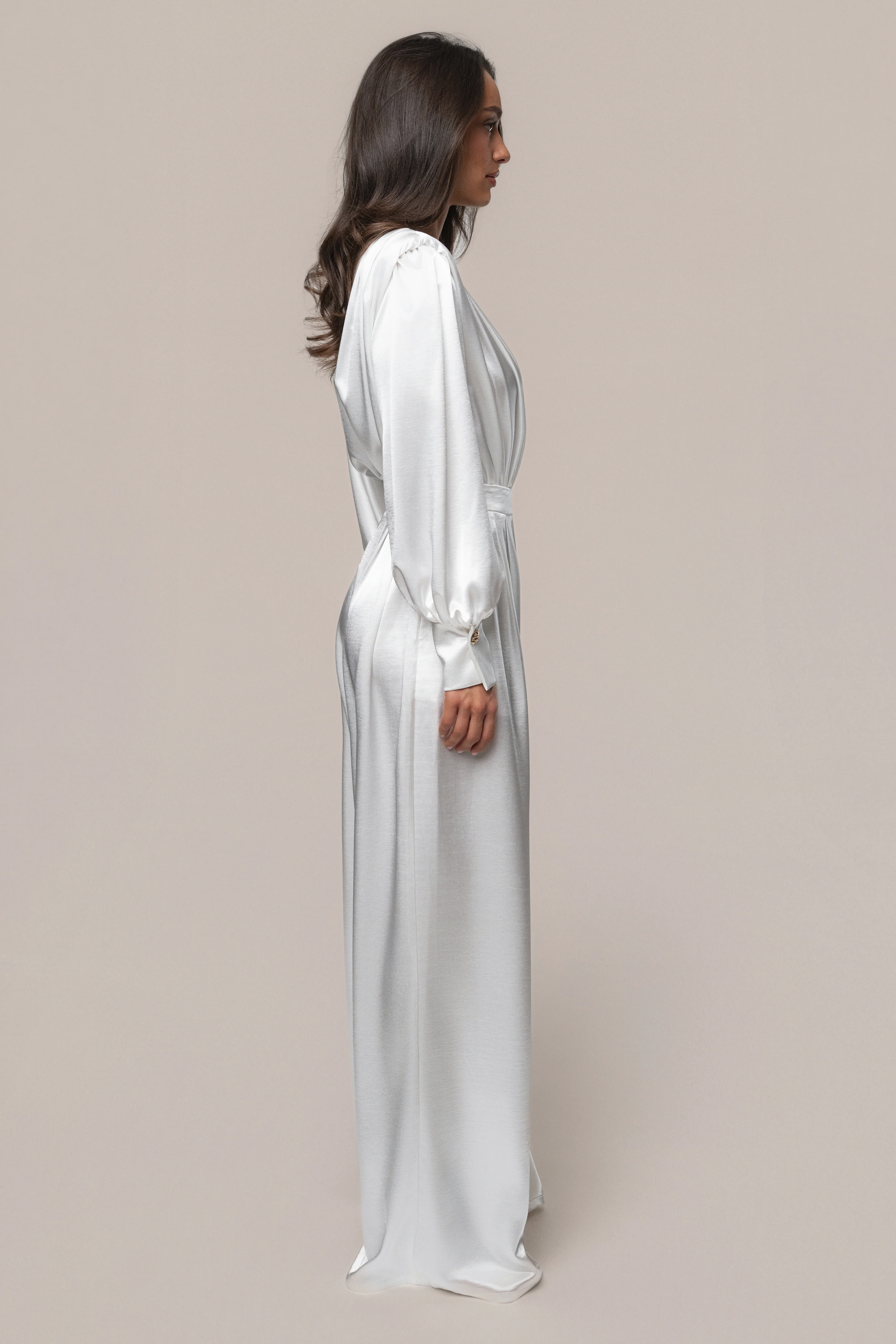 White Satin Bliss Pleated Pant