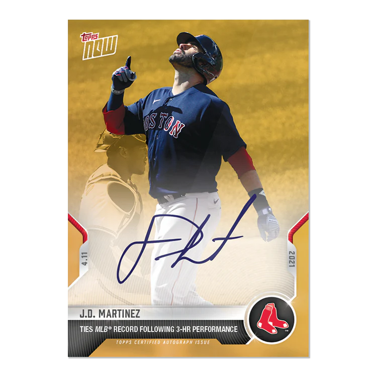 On-Card Auto # to 1 - J.D. Martinez - 2021 MLB TOPPS NOW® Card 63F