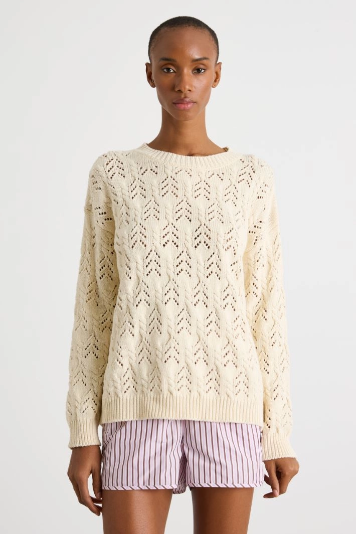 Cable-knit jumper - WHITE