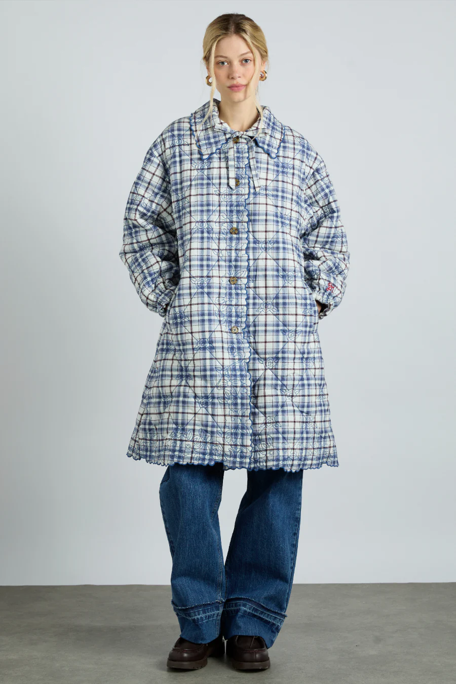 avery quilted jacket- navy check