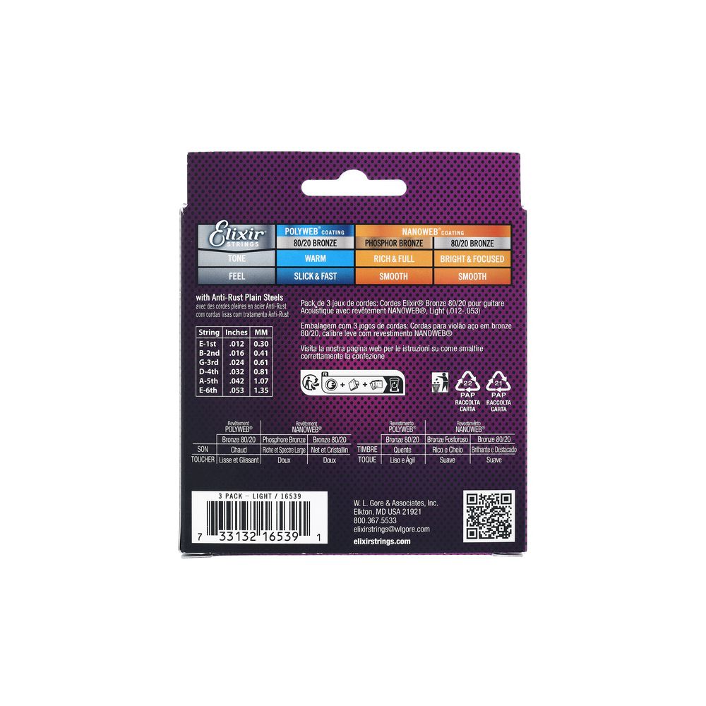 Elixir Nanoweb Light Acoustic 3P – Thomann Ireland