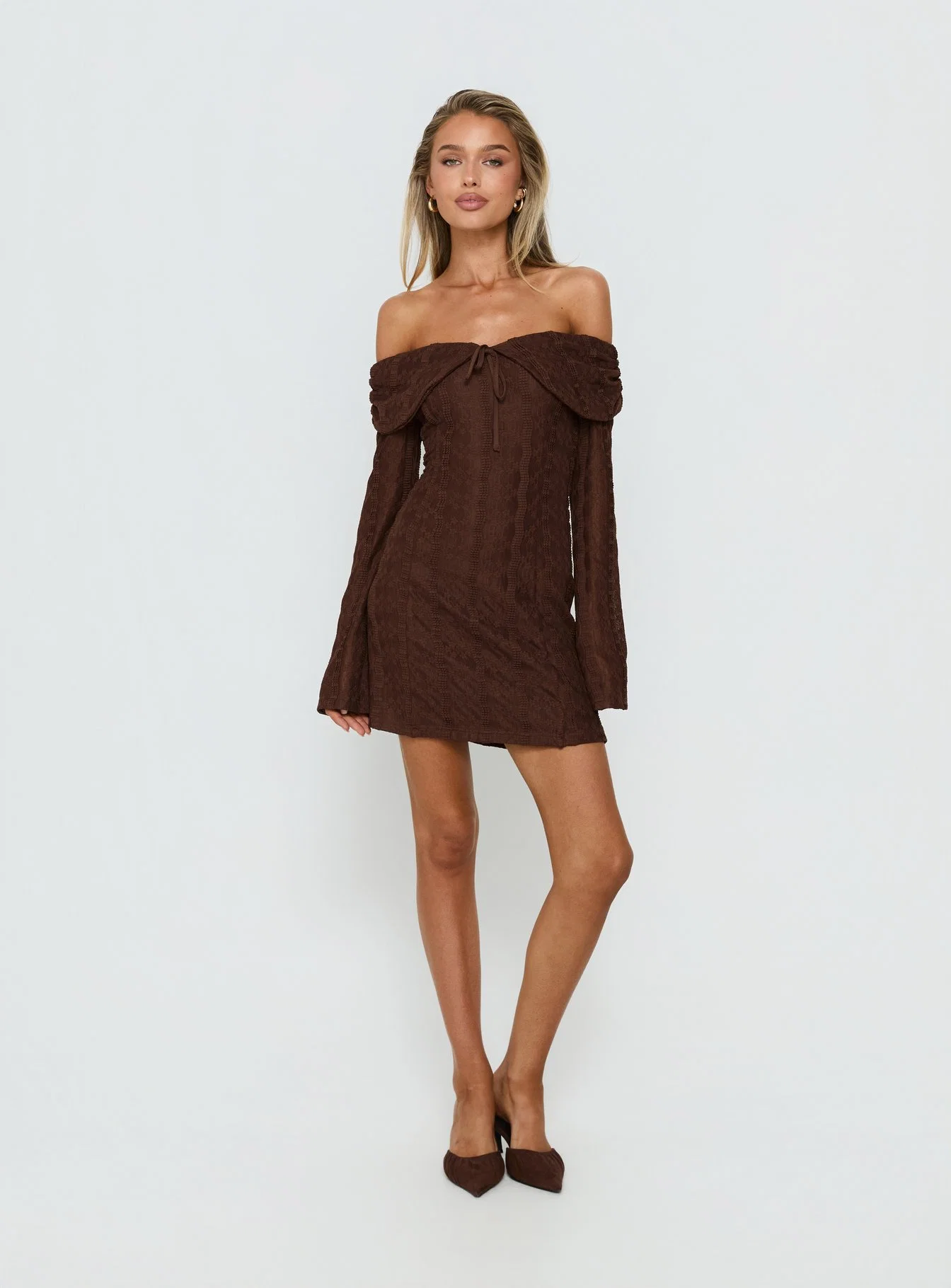 Colettie Long Sleeve Mini Dress Chocolate