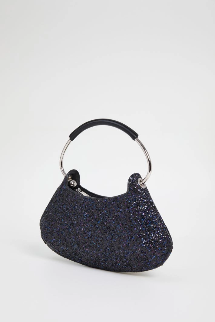 Semi-rigid crescent bag with glitter - BLACK