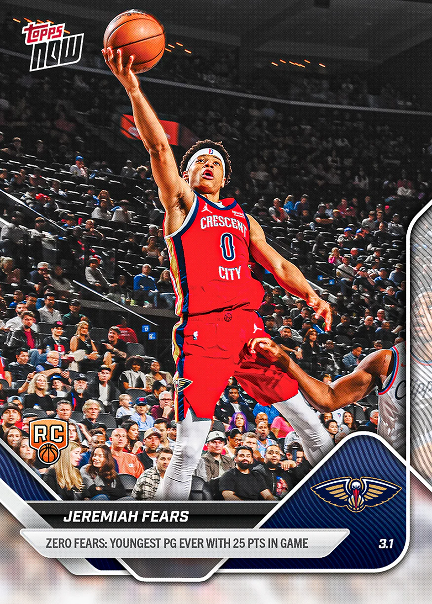 Jeremiah Fears - 2025-26 NBA Topps NOW® - Card 190 - PR: 784