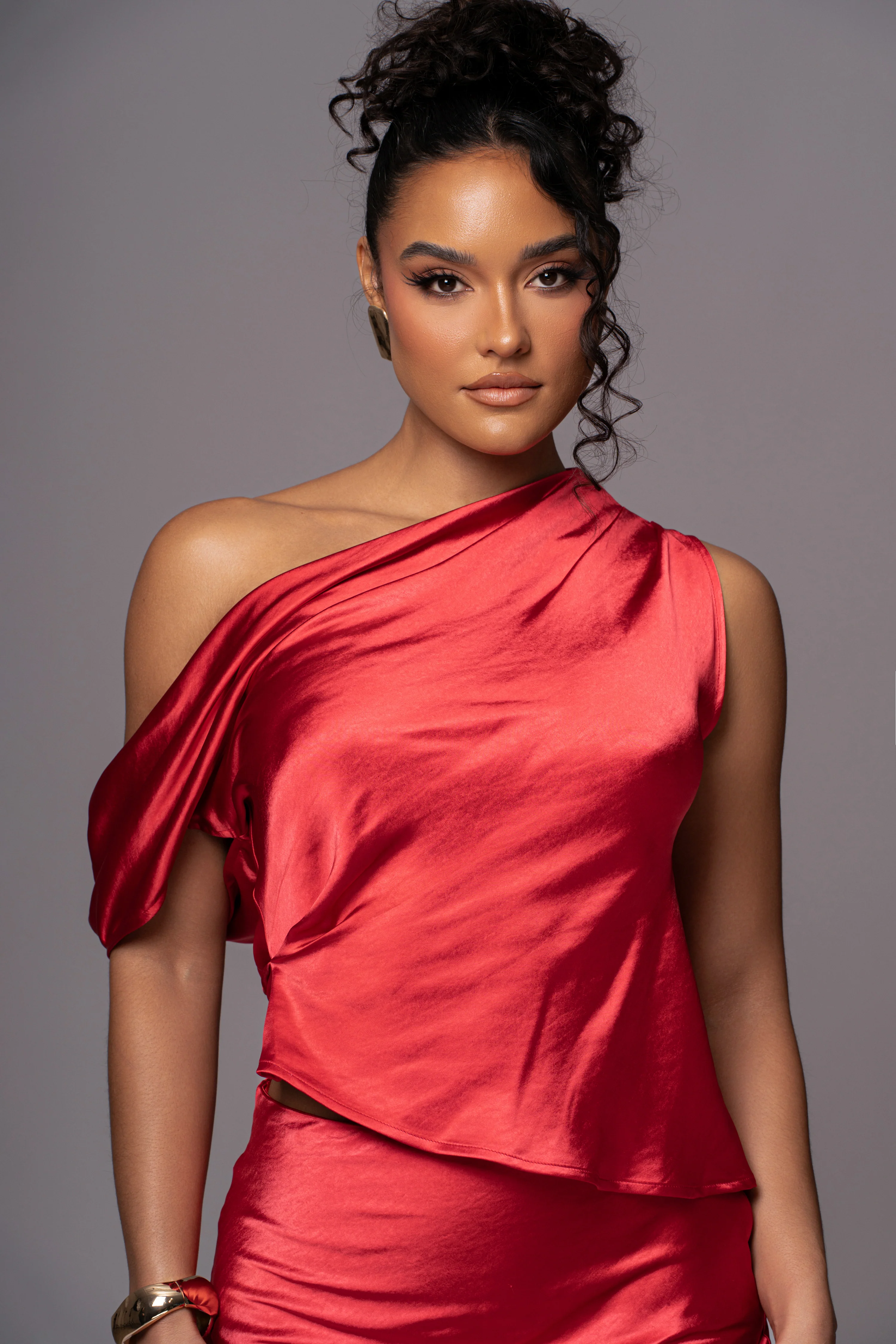 Red Rosi Asymmetrical Top