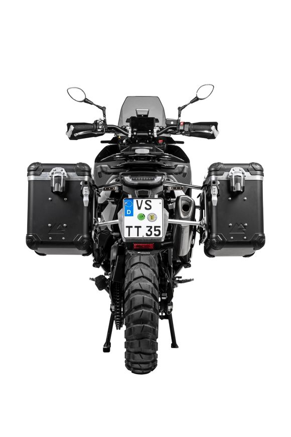 Touratech suitcase Complete kit ZEGA Evo 38/45 - Gray support included - Black anodizedRef: Trt01858A / 01-414-6837-0