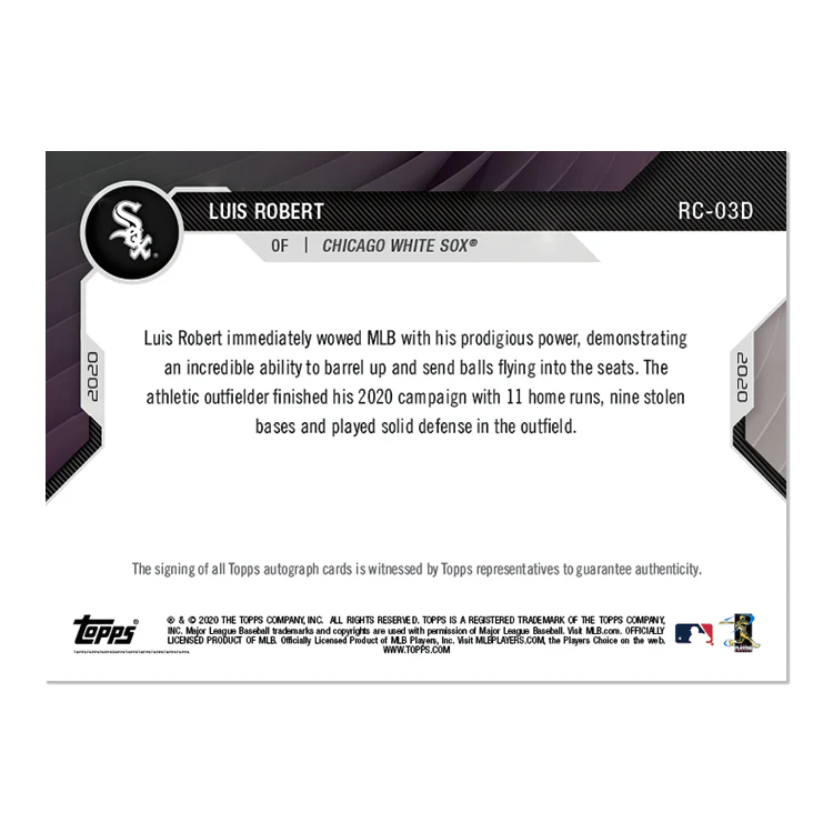 On-Card Auto # to 10 - Luis Robert - MLB TOPPS NOW® Card RC-03D