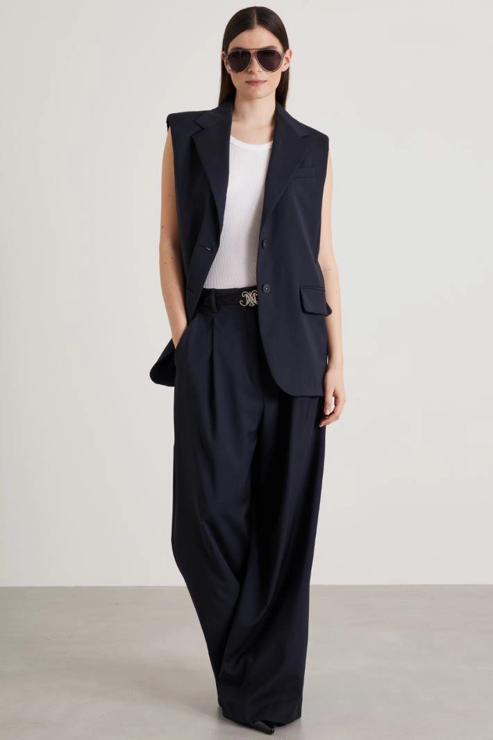 Wool canvas gilet - NIGHT BLUE