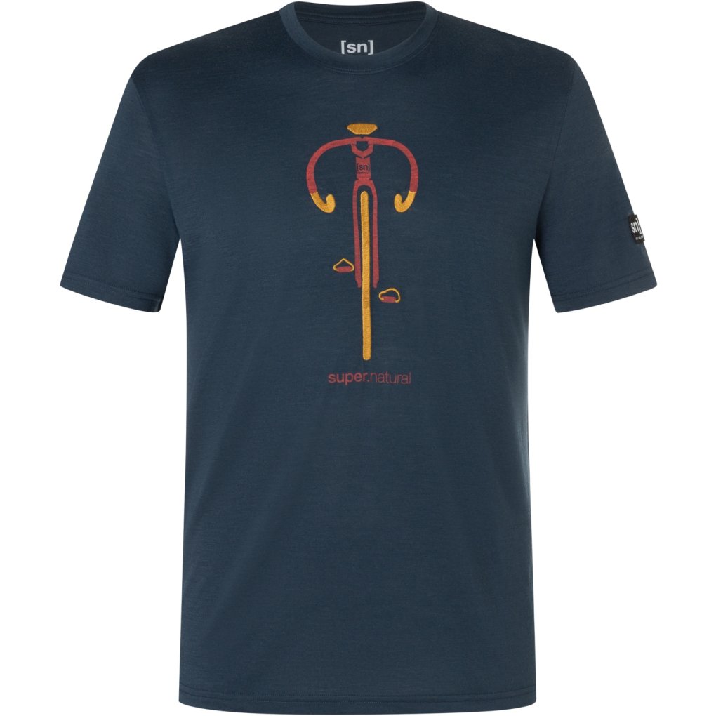 SUPER.NATURAL Vintage Bike Tee Men - Blueberry/High Risk Red/Dried Tobacco