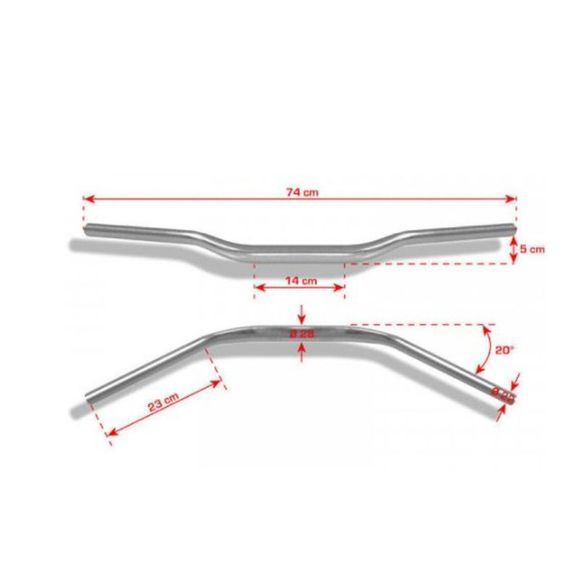 Guidon Barracuda RACING DIAMETRE 28/22 MM Universel - RougeRef : BAR0024