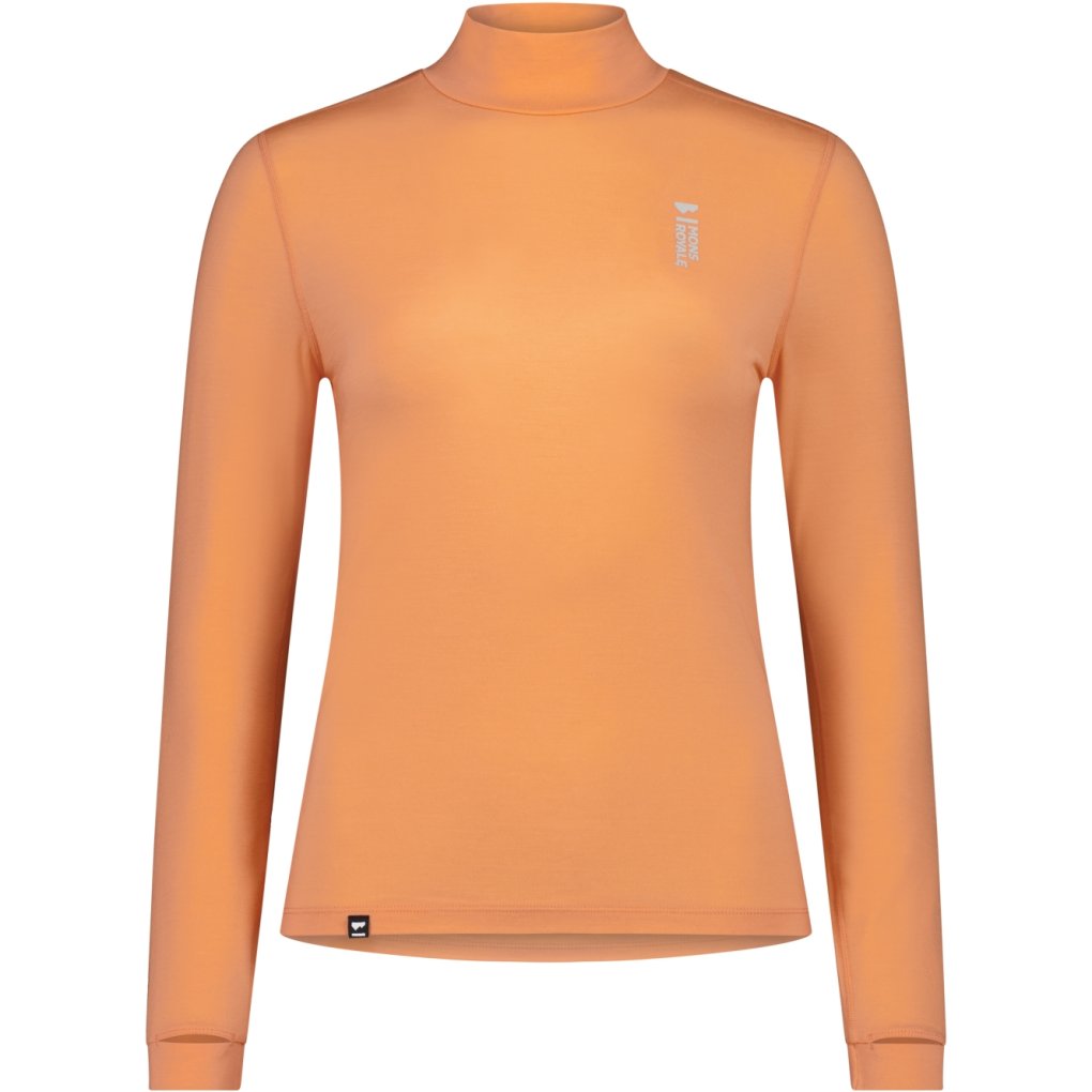 Mons Royale Cascade Merino Mock Neck Base Layer Long Sleeve Women - punch