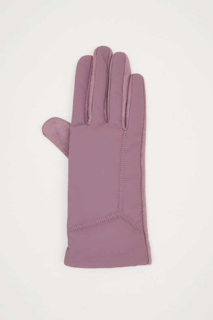 Waxed effect gloves - MAUVE