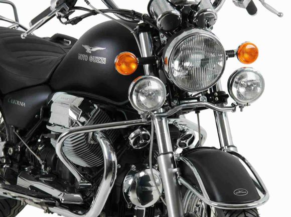 Hepco & Becker Twinlight (road) lights with bracket and cable - chromeMOTO GUZZI 1100 CALIFORNIA 1100 AQUILA - 2010 - 2011Ref: Hbe04528A / 400542 00 02