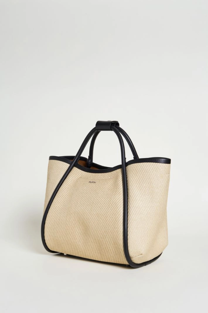 Raffia-effect fabric bag - BEIGE