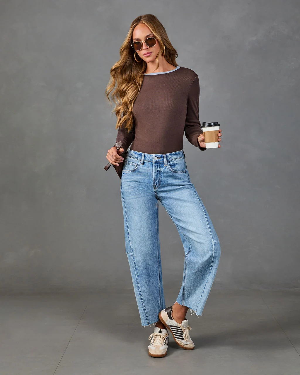 Living Life Ribbed Contrast Trim Top