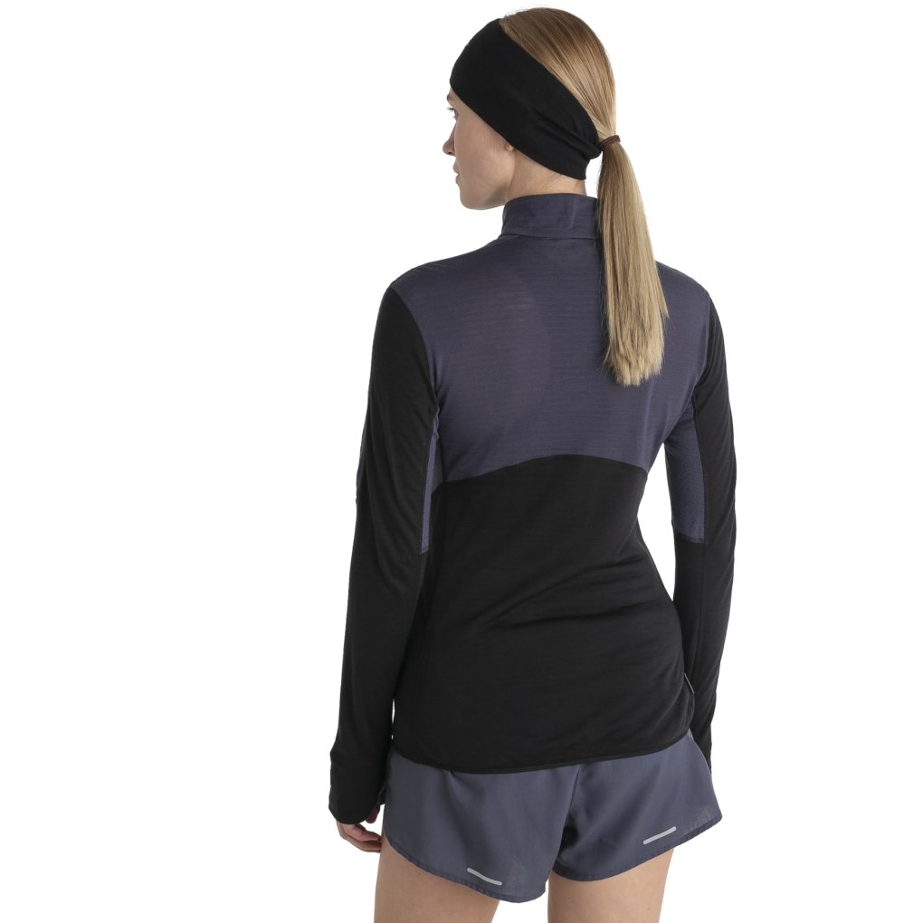 Icebreaker 200 Realfleece™ Descender Long Sleeve Half Zip Top Women - Graphite/Black