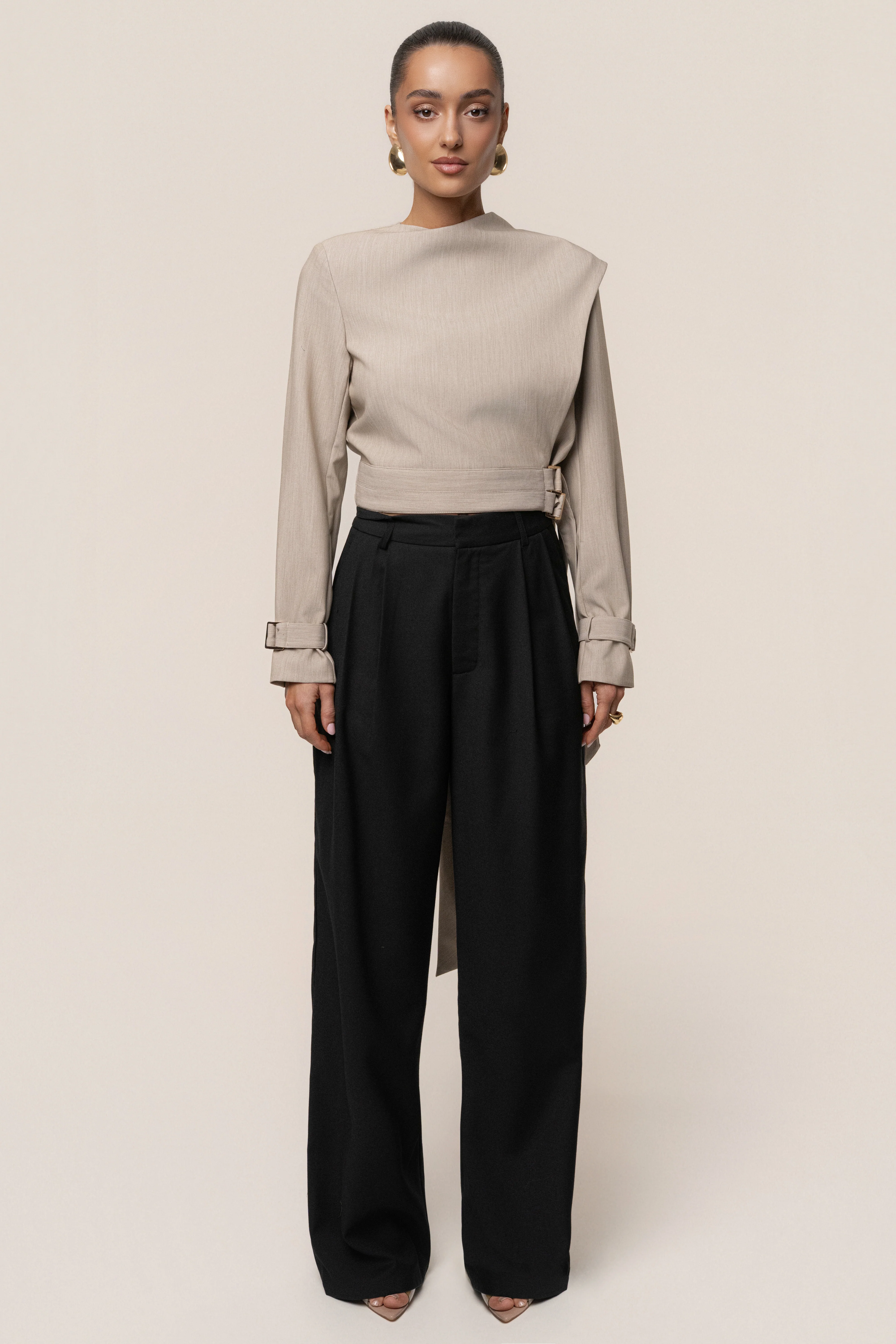 Stone Aligned Scarf Top