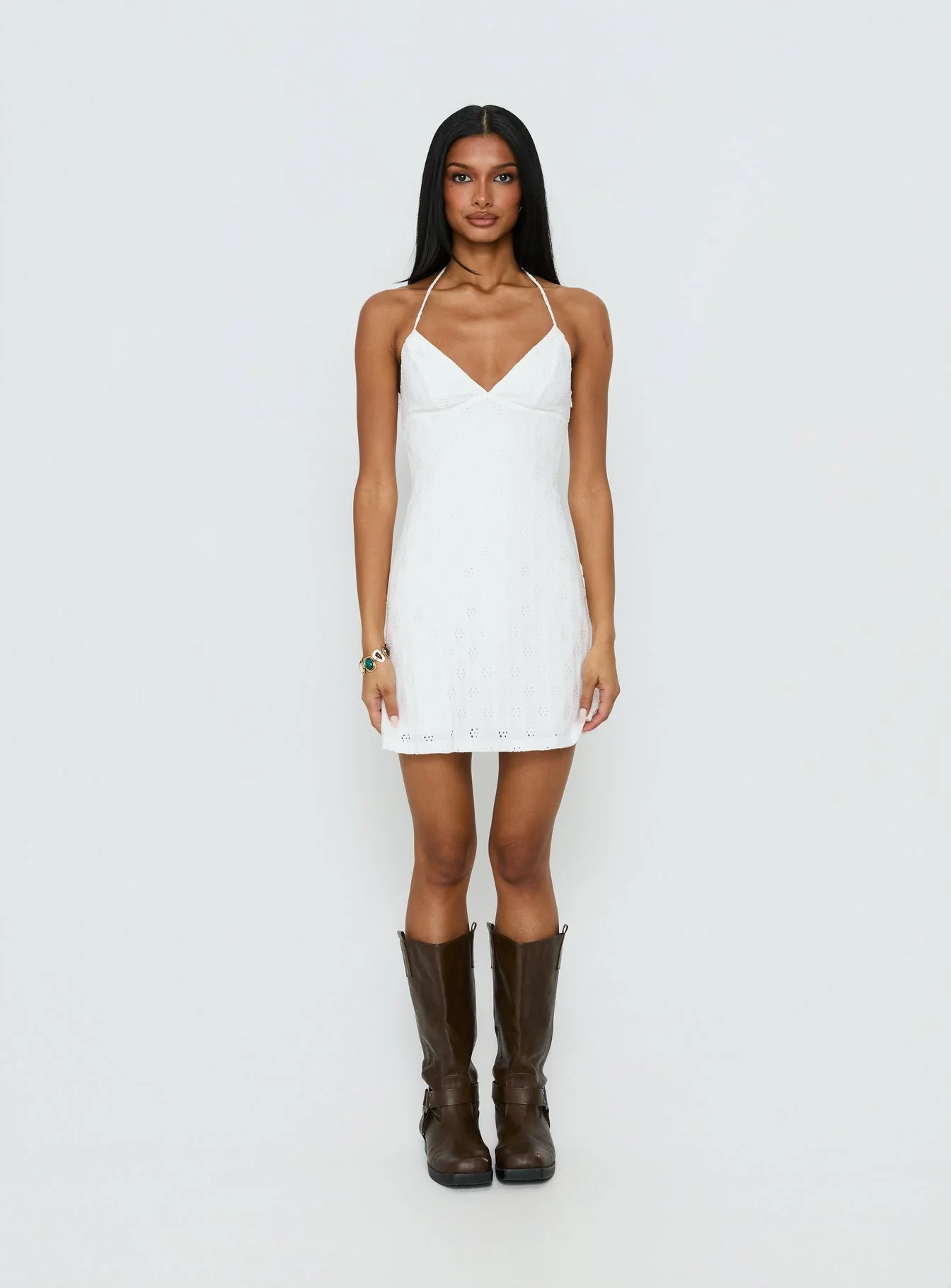 Summer Cider Embroidered Mini Dress White