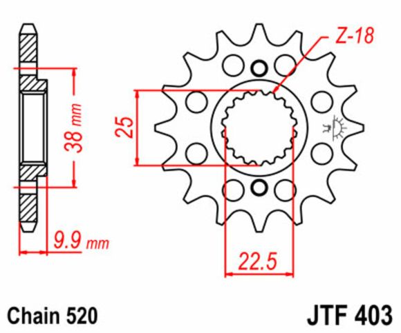 JT. Standard Steel 403 - 520 Countershaft SprocketRef: Jtc01395A / 1077366001