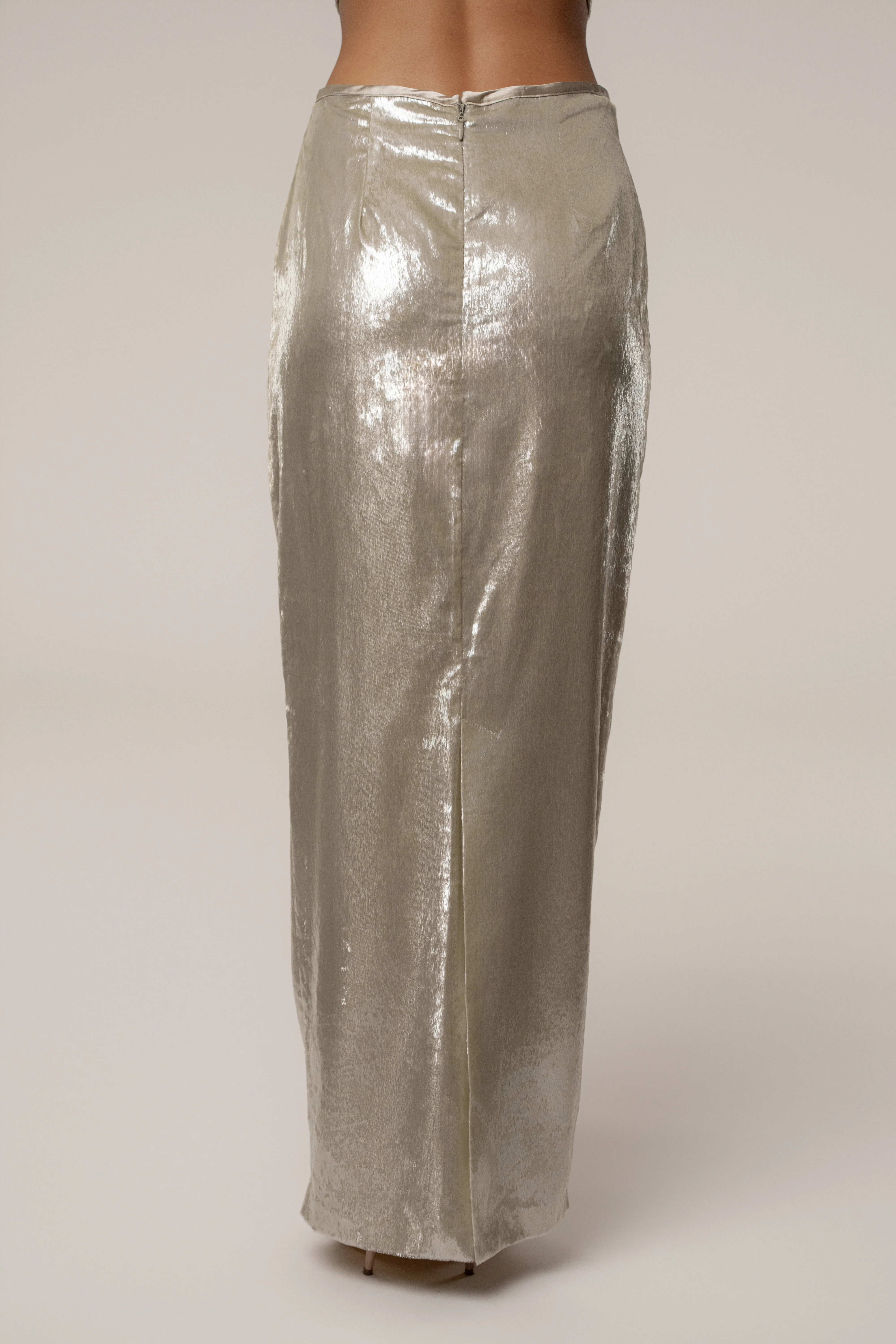 Beige Illuminate Maxi Skirt