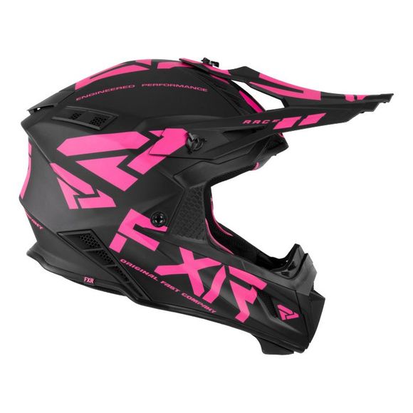 FXR HELIUM RACE DIV BLACK/ELEC PINK 2022 cross helmet - Black / PinkRef: FXR0259
