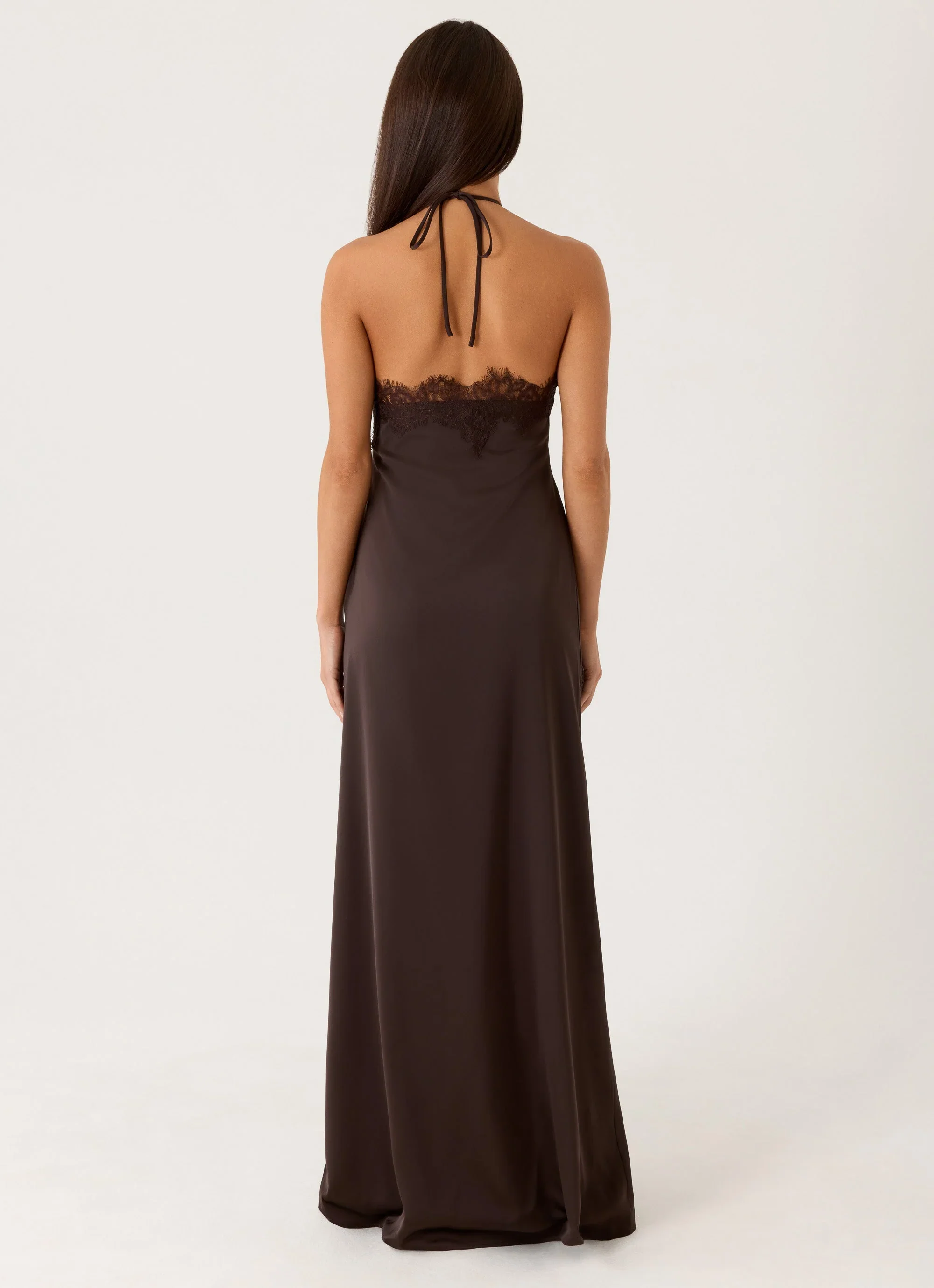 Samaria Halter Maxi Dress - Chocolate