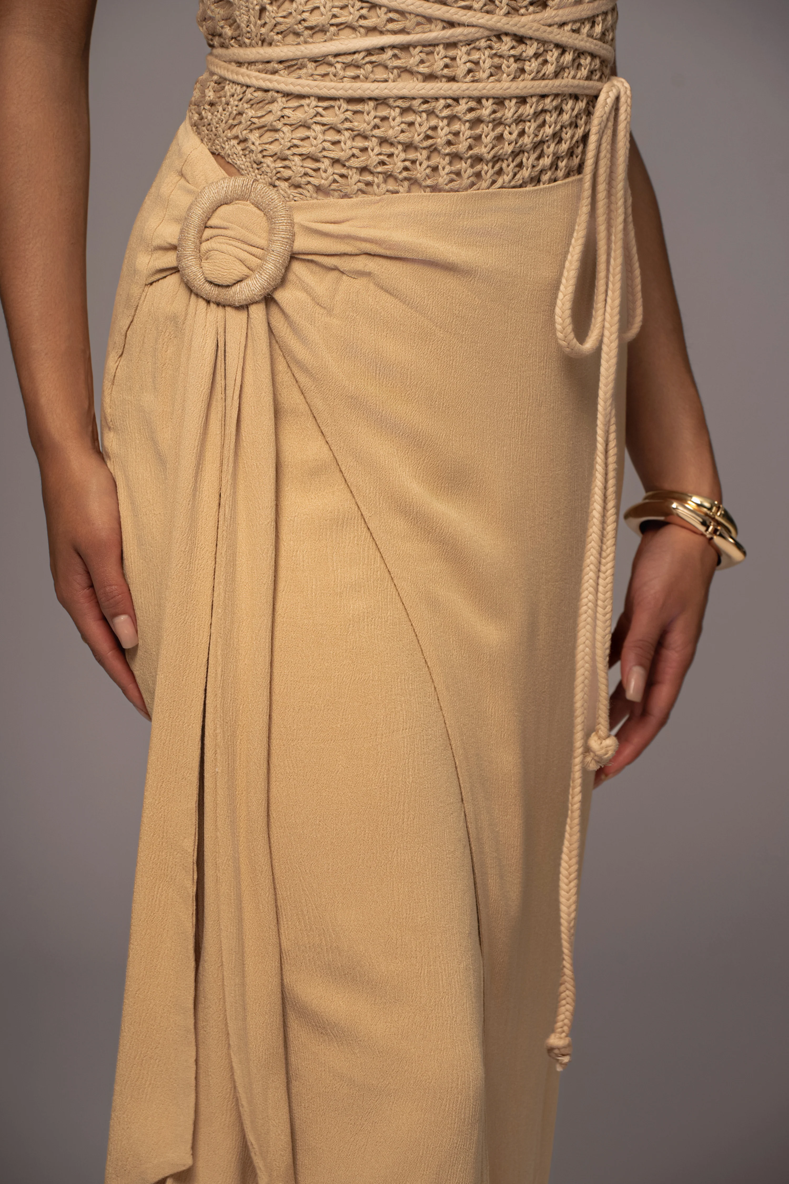 Khaki Athea Drape Maxi Skirt