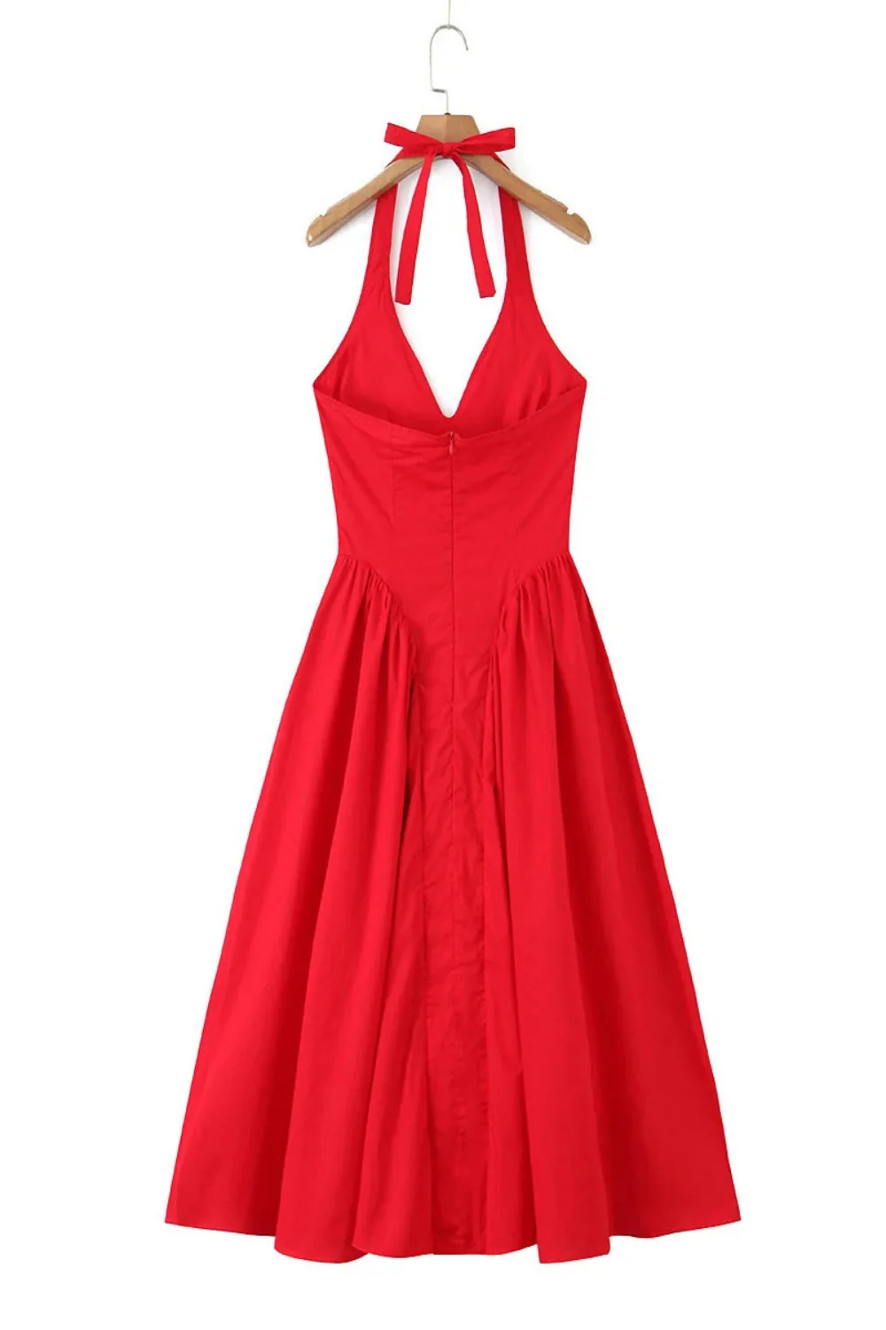 Red Halter Bow Back Long Sexy Party Dress