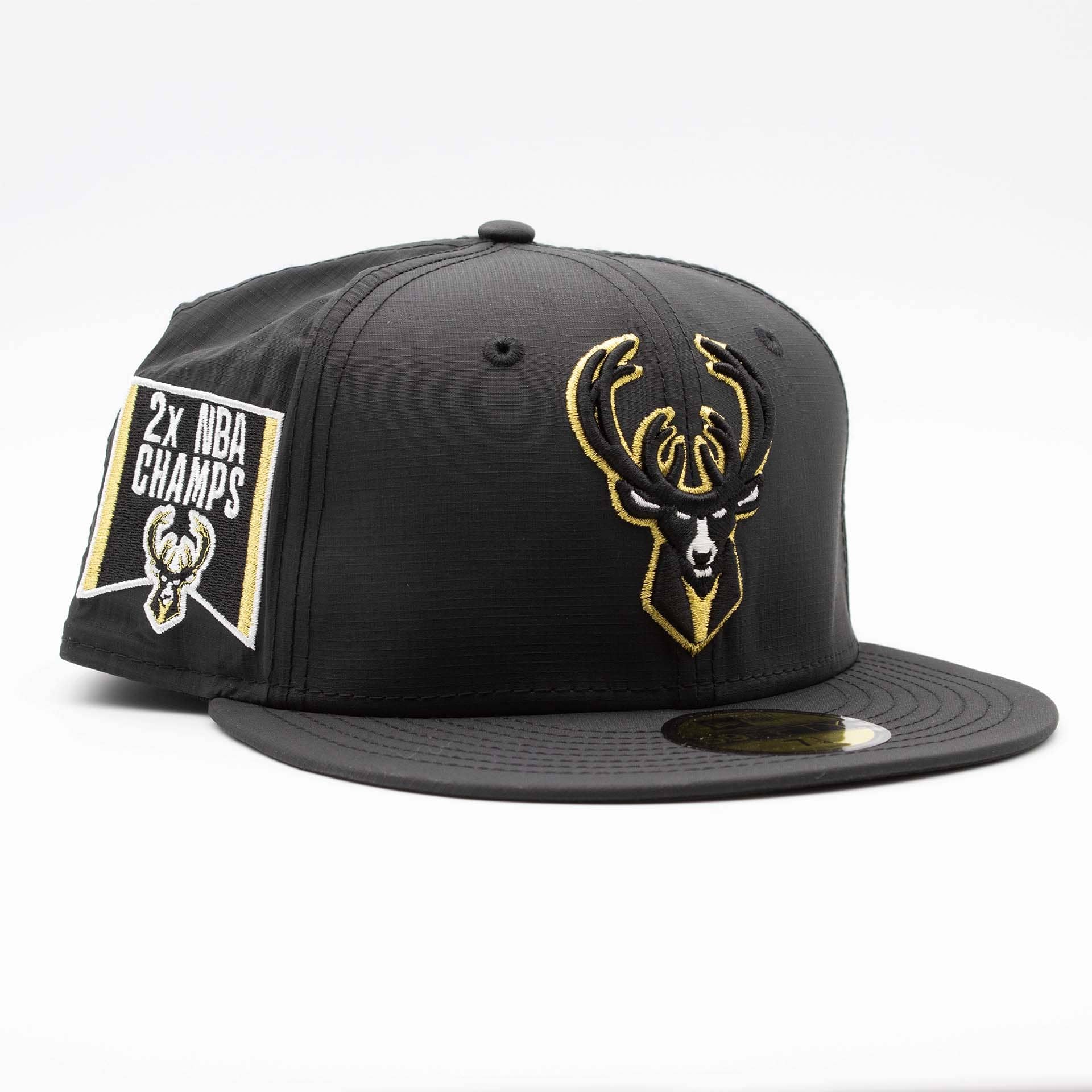 Milwaukee Bucks 2x NBA Champs Ripstop 59FIFTY Fitted Cap Black