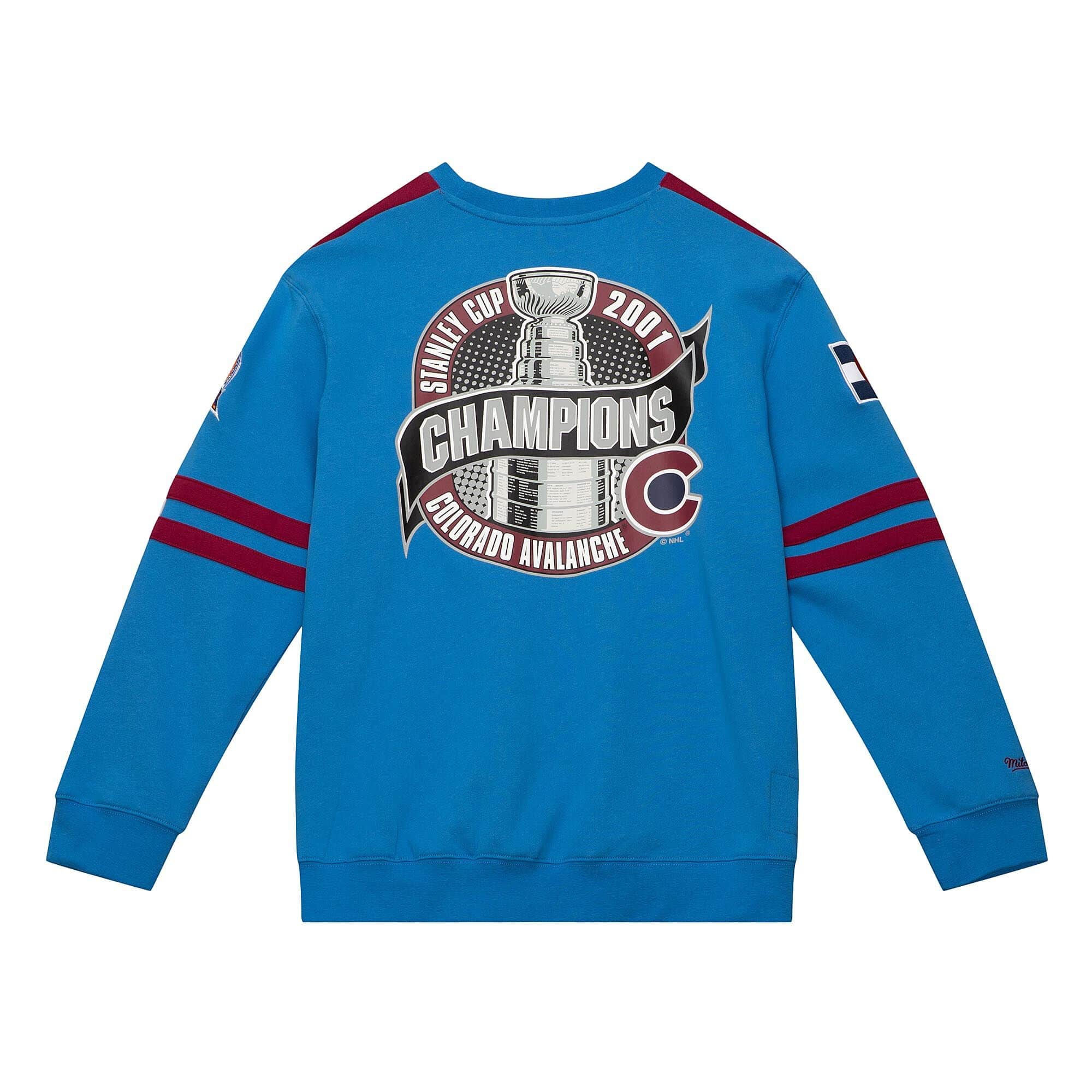 Colorado Avalanche All Over Mitchell & Ness NHL Crew Fleece Pullover