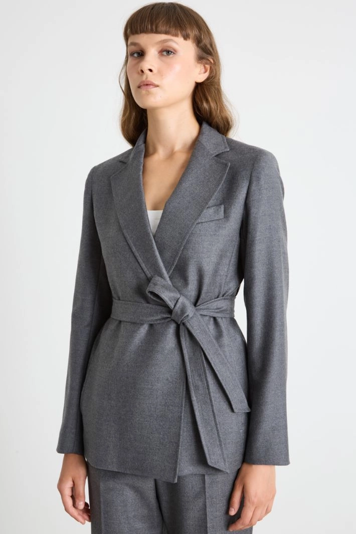Wool flannel blazer - GREY