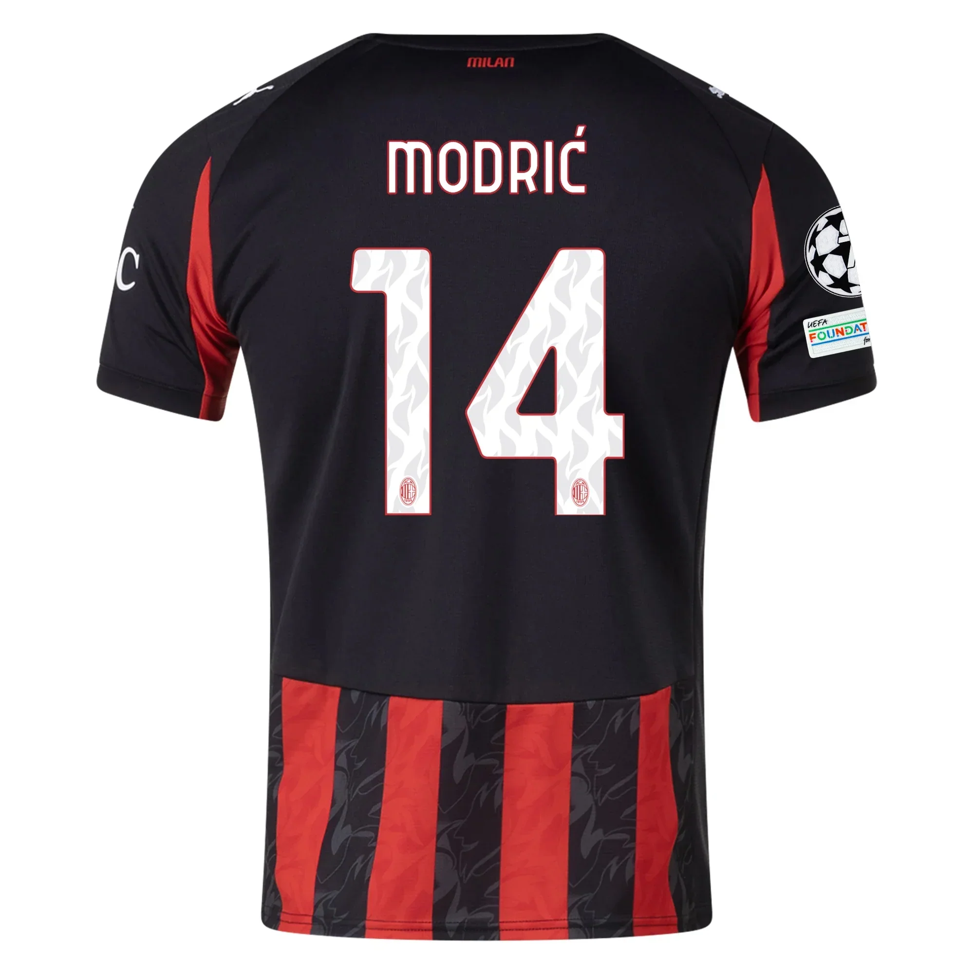Luka Modric Men's AC Milan Home Jersey w/ Champions League Patches 25/26 (Red/Black)