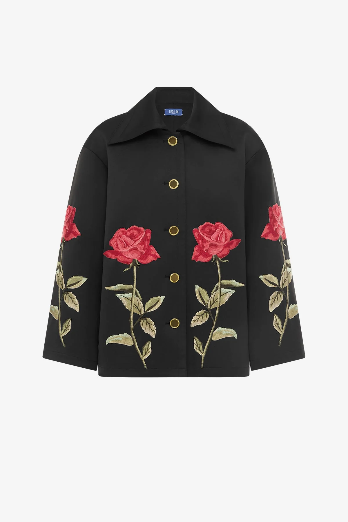 Leyna Embellished Rose Jacket - Ebony
