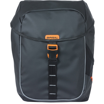 Basil Miles Tarpaulin Double Bike Bag (Pair) - 2x17L - black/orange