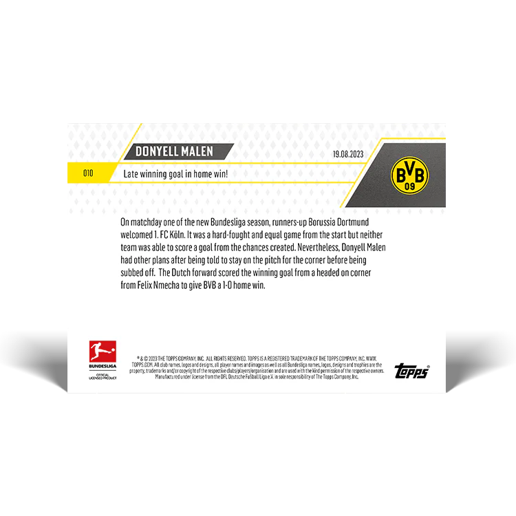 Topps UK - Late winning goal in home win! - Bundesliga TOPPS NOW® Card #10